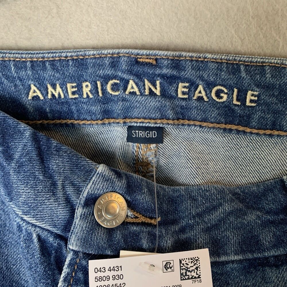 American Eagle Curvy Stovepipe Jeans Womens 18 (34w) Blue Strigid High Rise Raw - Picture 4 of 10